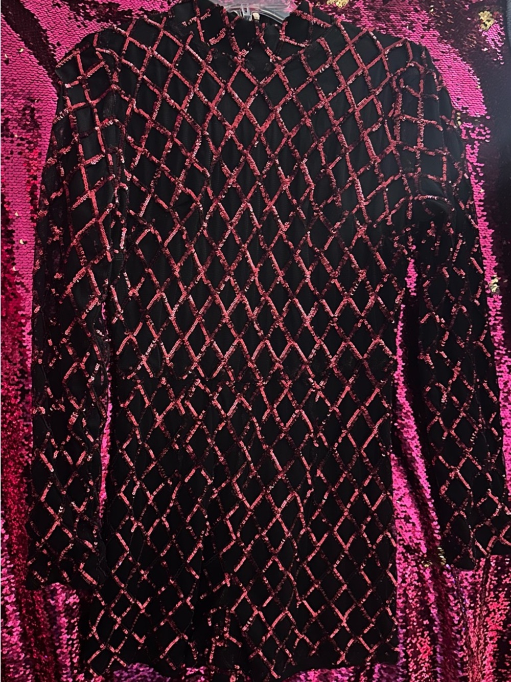 Xtaren Black Jumpsuit with Red Sequins